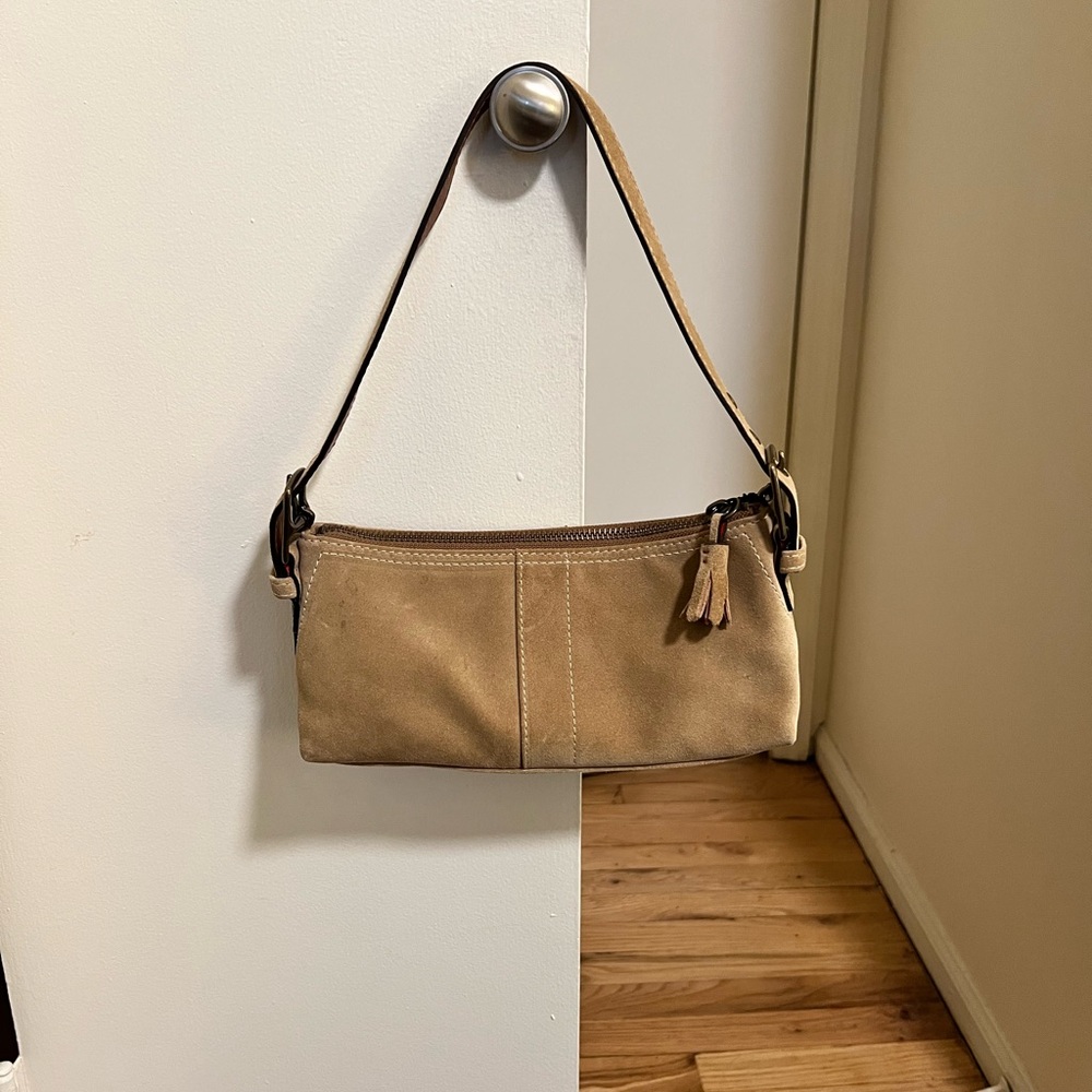 Coach suede shoulder bag with tassel